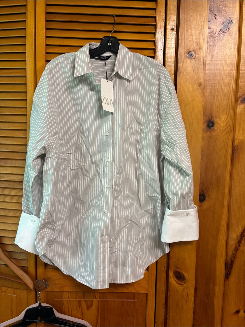 Zara grey and White Striped women Dress Shirt